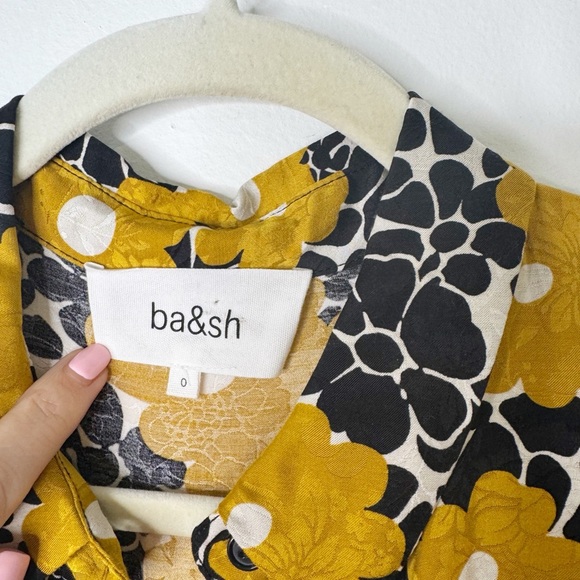 BA&SH Babeth Floral Print Shirt Midi Dress in Curry Size 0 - Picture 4 of 5